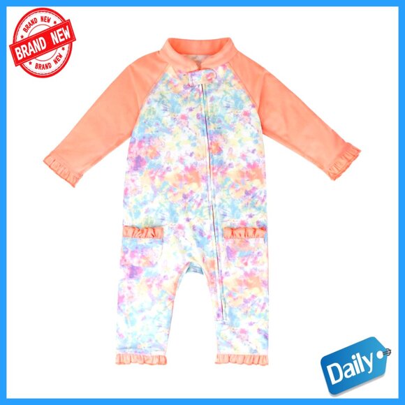 UPF 50+ Baby Girls Sun Protection Swimsuit Long Sleeve Full Body